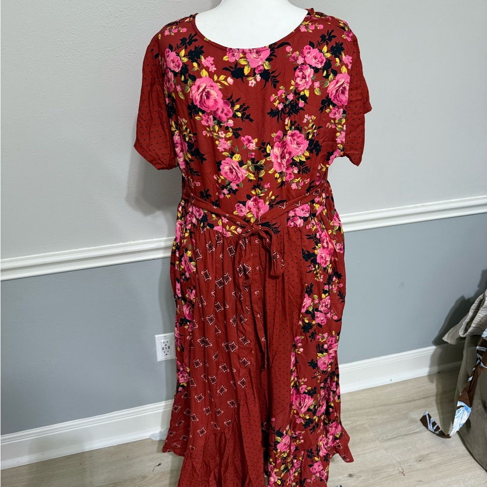 Floral Red Dress woman within